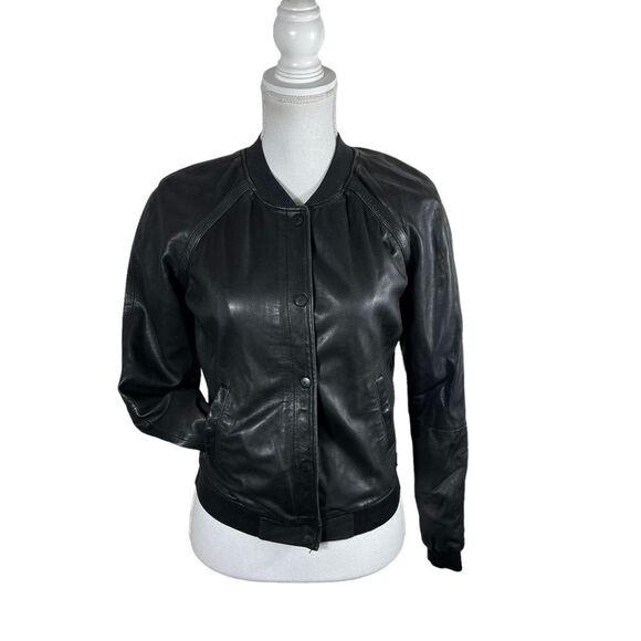 Maison Scotch Leather Bomber Jacket - Picture 1 of 13